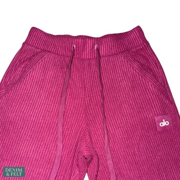 Alo Yoga Muse Sweatpants Raspberry Sorbet XXS Ribbed Cozy Lounge Jogger Pants - Picture 13 of 16